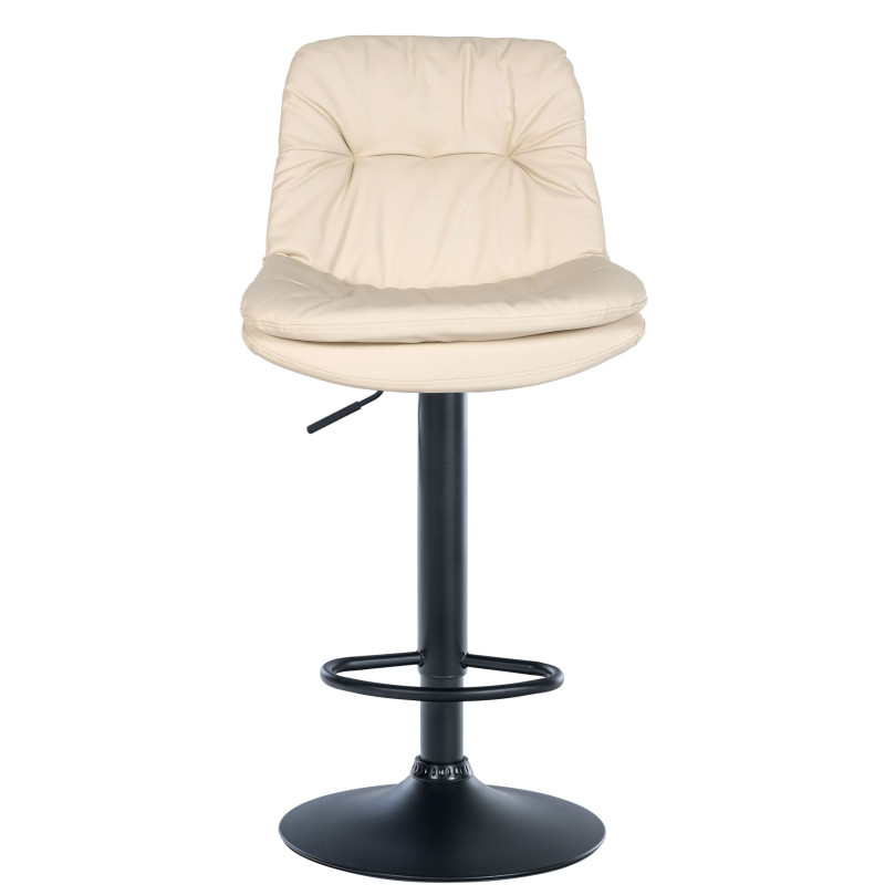 Tabouret de bar Laurel, similicuir, noir et crème