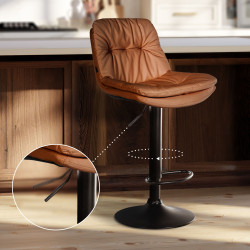 Tabouret de bar Laurel, similicuir, noir/marron clair