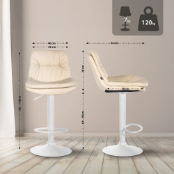 Tabouret de bar Laurel, similicuir, blanc/crème