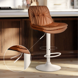 Tabouret de bar Laurel, similicuir, blanc/marron clair