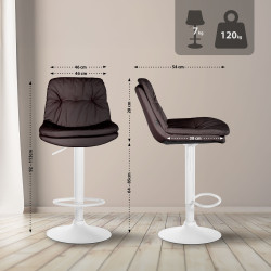 Tabouret de bar Laurel, similicuir, blanc/marron