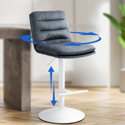 Lot de 2 tabourets de bar Damar velours blanc gris foncé