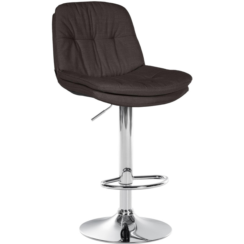 Tabouret de bar Laurel, tissu, chrome, gris foncé