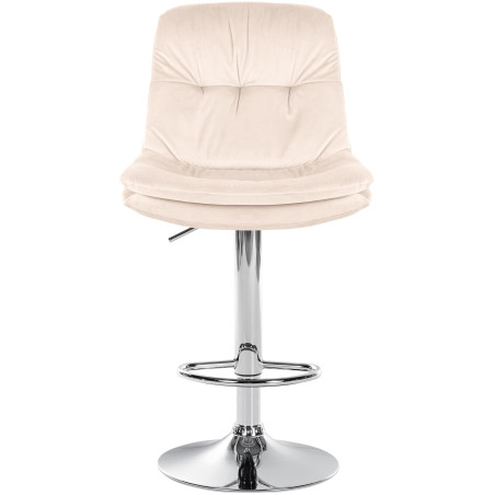 Tabouret de bar Laurel, velours, chrome, crème