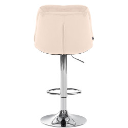 Tabouret de bar Laurel, velours, chrome, crème