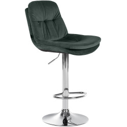 Tabouret de bar Laurel, velours, chrome, vert foncé