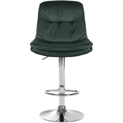 Tabouret de bar Laurel, velours, chrome, vert foncé