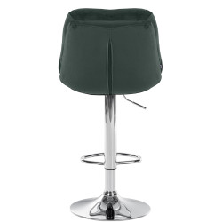 Taburete de bar Laurel, terciopelo, cromo, verde oscuro