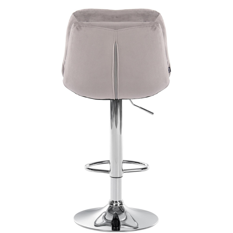 Tabouret de bar Laurel, velours, gris chromé