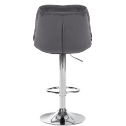 Tabouret de bar Laurel, velours, chrome, gris foncé