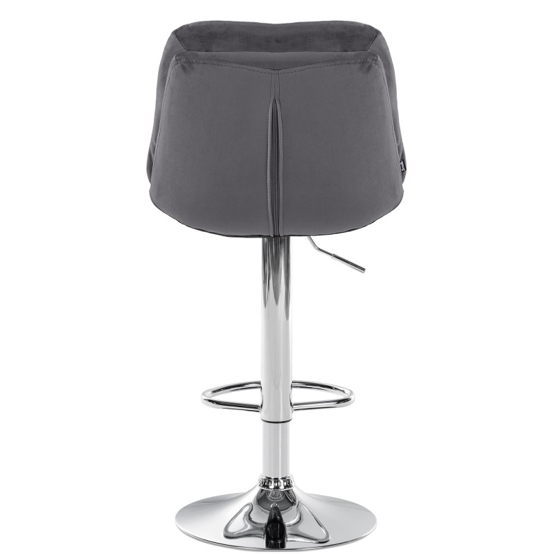 Tabouret de bar Laurel, velours, chrome, gris foncé