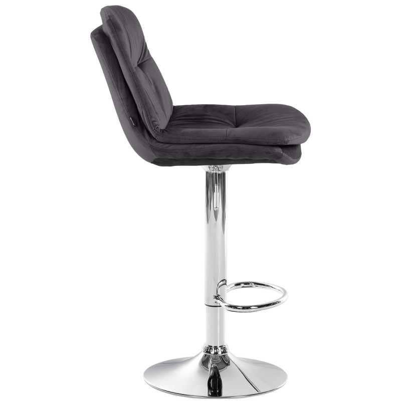 Tabouret de bar Laurel, velours, chrome, noir