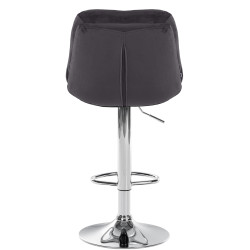 Taburete de bar Laurel, terciopelo, cromo, negro