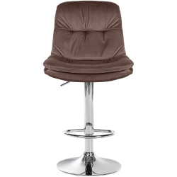 Tabouret de bar Laurel, velours, chrome, marron