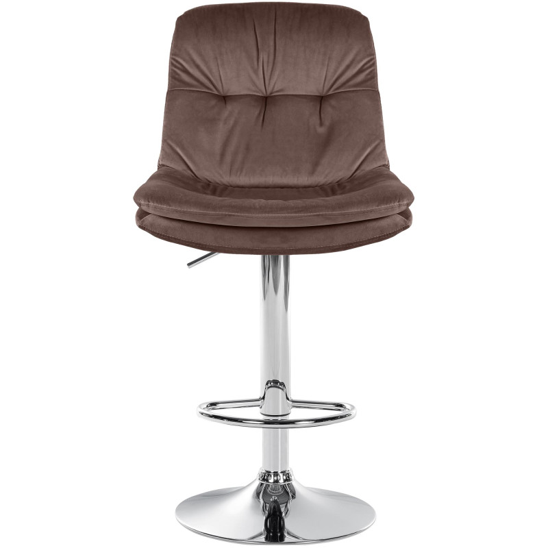 Tabouret de bar Laurel, velours, chrome, marron