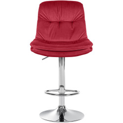 Tabouret de bar Laurel, velours, chrome rouge