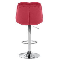 Tabouret de bar Laurel, velours, chrome rouge
