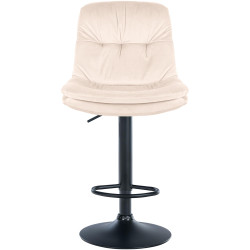 Tabouret de bar en velours Laurel, noir et crème