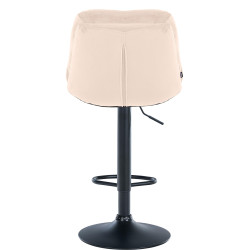 Tabouret de bar en velours Laurel, noir et crème