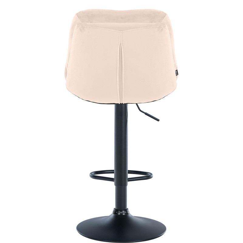 Tabouret de bar en velours Laurel, noir et crème