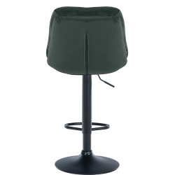 Tabouret de bar en velours Laurel, noir/vert foncé