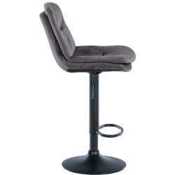 Tabouret de bar Laurel en velours noir et gris foncé
