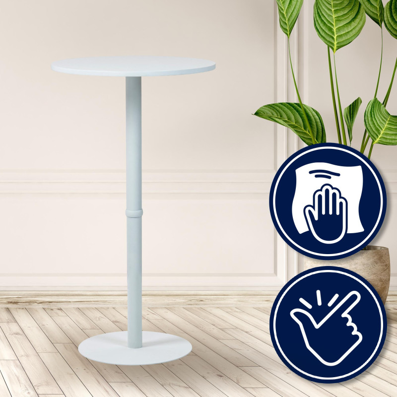 Table de bar ronde Hereford 60 cm blanc/blanc