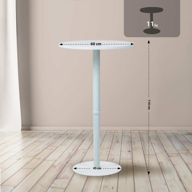 Table de bar ronde Hereford 60 cm blanc/blanc