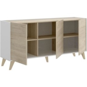 Ensemble meuble TV table basse buffet NESS - Mélaminé - Style scandinave - Chene et blanc