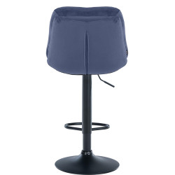 Tabouret de bar en velours Laurel, noir et bleu