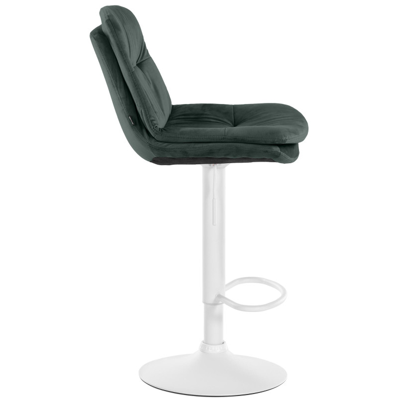 Tabouret de bar Laurel, velours, blanc/vert foncé