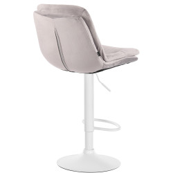 Tabouret de bar en velours Laurel, blanc/gris