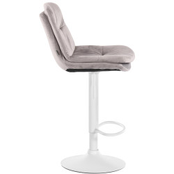 Tabouret de bar en velours Laurel, blanc/gris