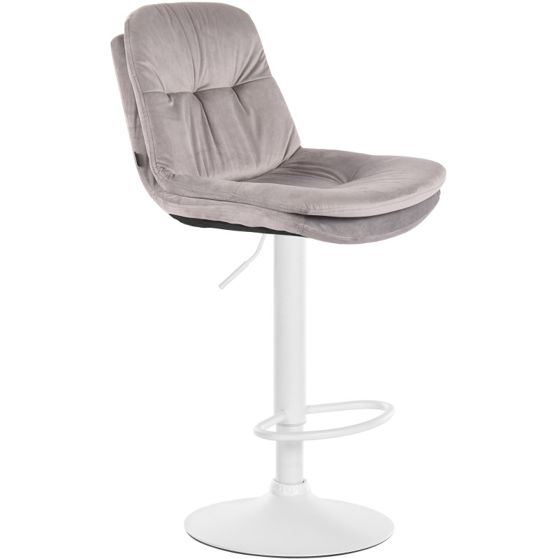 Tabouret de bar en velours Laurel, blanc/gris