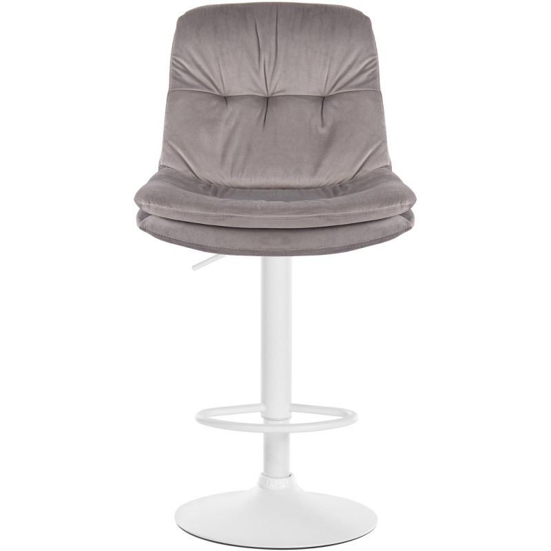 Tabouret de bar en velours Laurel, blanc/gris