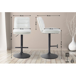 Lot de 2 tabourets de bar Damar, noir et blanc, simili cuir