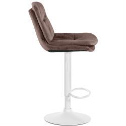 Tabouret de bar en velours Laurel, blanc/marron