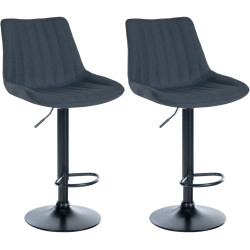 Set di 2 sgabelli da bar Toni, tessuto, nero/grigio scuro