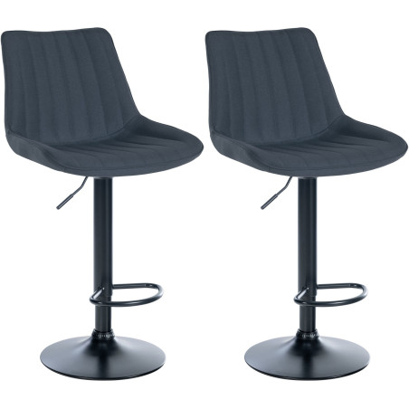Set di 2 sgabelli da bar Toni, tessuto, nero/grigio scuro