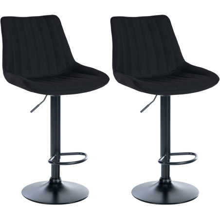 Juego de 2 taburetes de bar Toni, tapizados en tela, negros