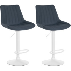 Ensemble de 2 tabourets de bar Toni, tissu blanc/gris foncé