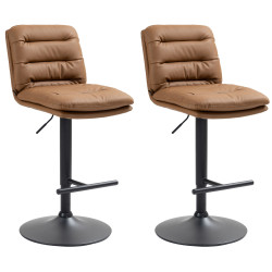 Lot de 2 tabourets de bar Damar simili cuir noir marron clair