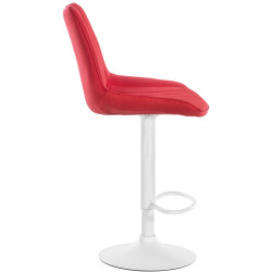 Ensemble de 2 tabourets de bar Toni, en tissu, blanc/rouge