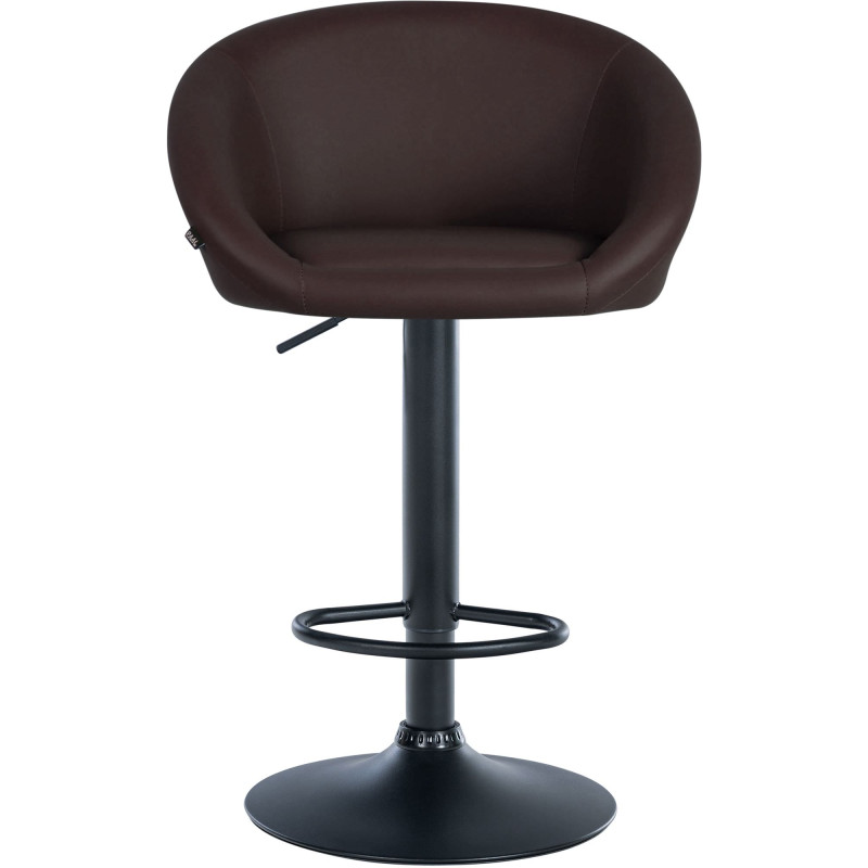 Tabouret de bar Davie, similicuir, noir/marron