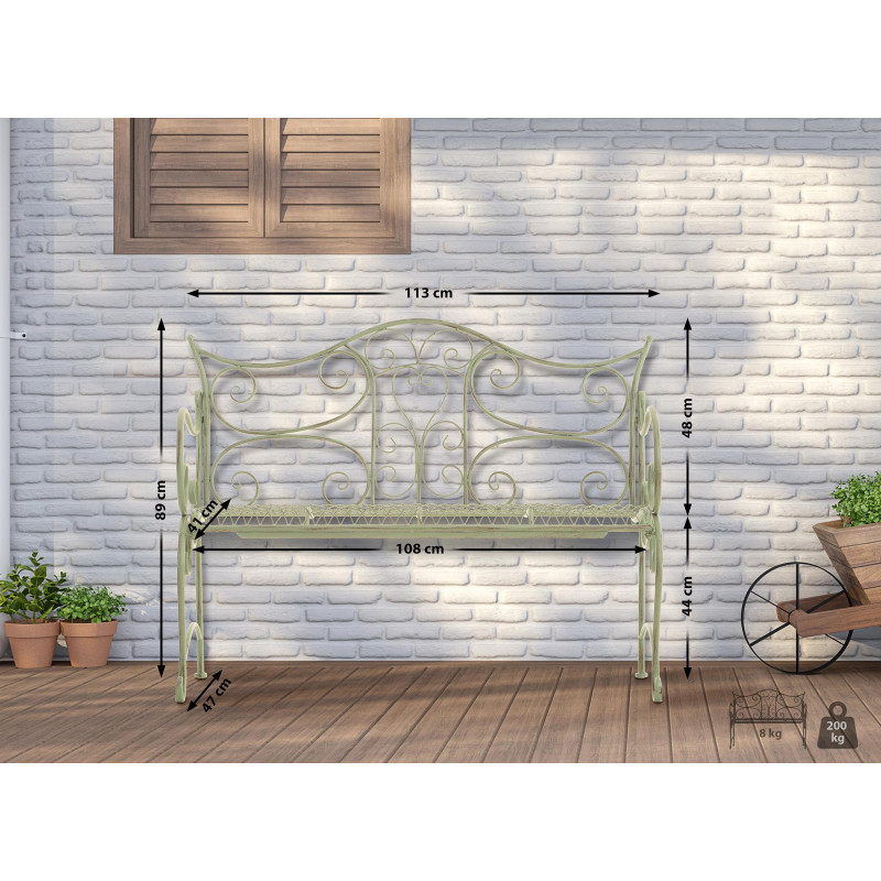 Banc de jardin Tara blanc antique