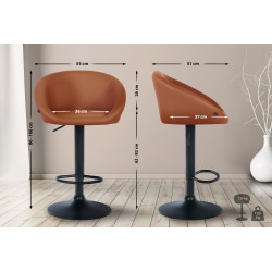 Tabouret de bar Davie, similicuir, noir/marron clair