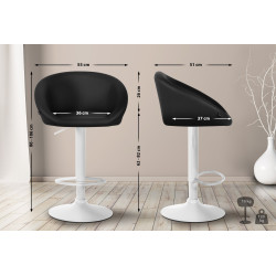 Tabouret de bar Davie, similicuir, blanc/noir
