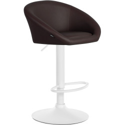 Tabouret de bar Davie, similicuir, blanc/marron