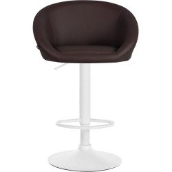 Tabouret de bar Davie, similicuir, blanc/marron