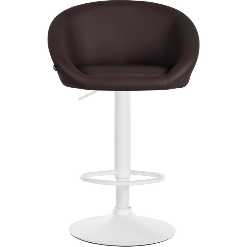 Tabouret de bar Davie, similicuir, blanc/marron
